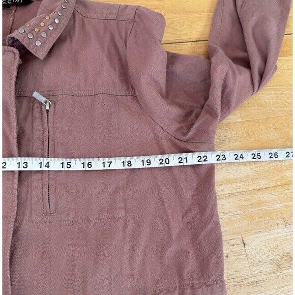 BACCINI Jacket Large Lightweight Cotton Pink Mauve Studded Cinched Waist Large - Picture 7 of 9